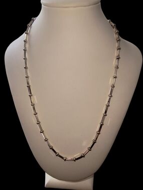 Milor Italy Sterling Silver Tube Link Beaded Necklace